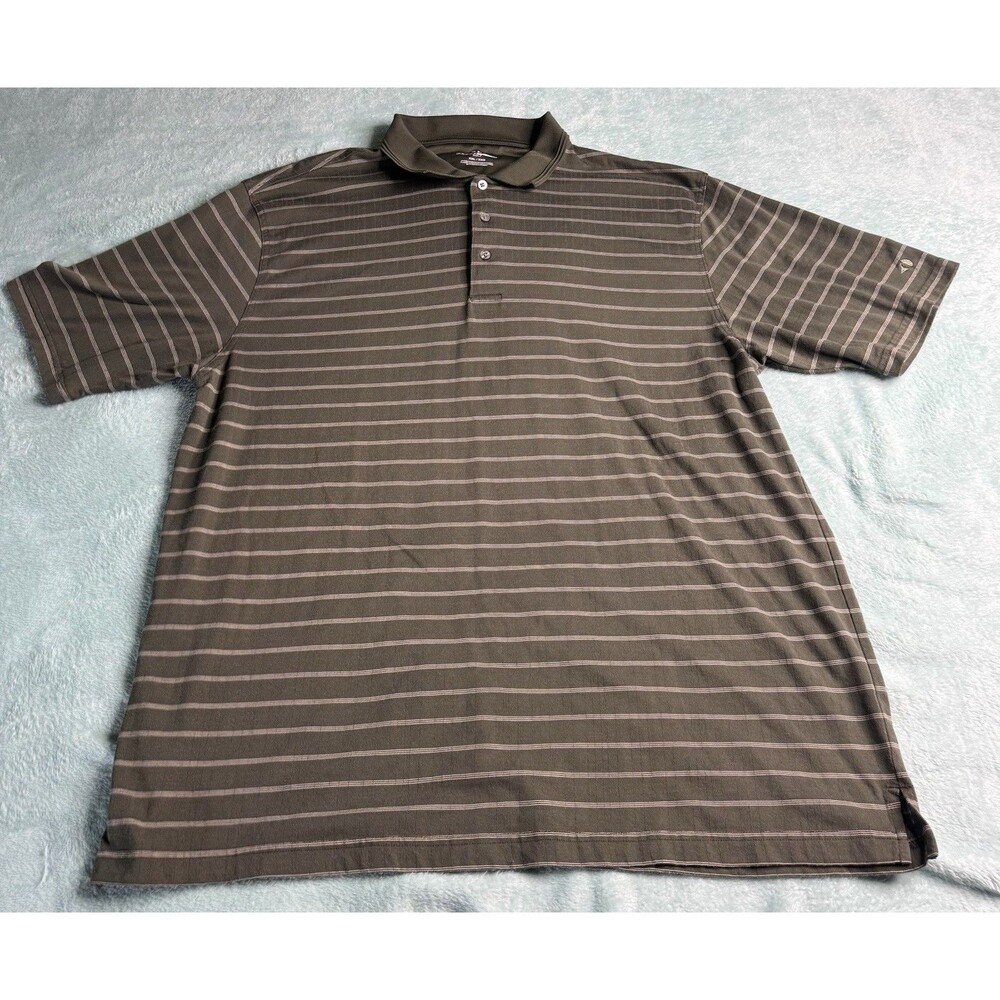 Grand Slam Mens Polo Sage Green Black White XL Polyester Sport Striped